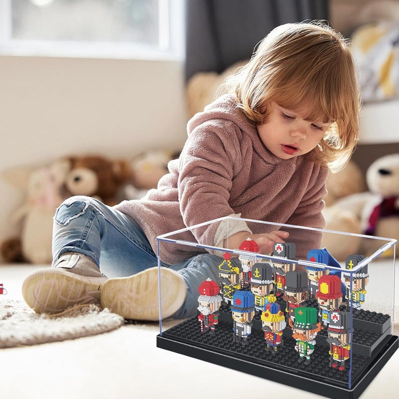 KKU Display Case for Minifigure Action Figures Blocks, Acrylic Minifigure Display Case Box Storage with 3 Movable Steps Gift for Kids Adults Black, 2 Pack - Image 5